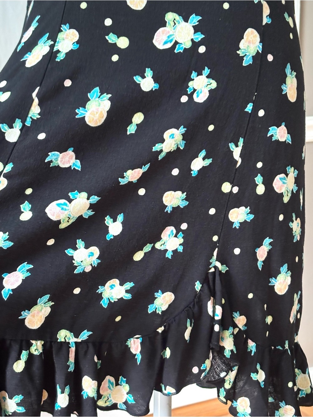 Free People Like A Lady Mini Dress Black Floral Open Back Ruffle Hem L - Picture 4 of 12